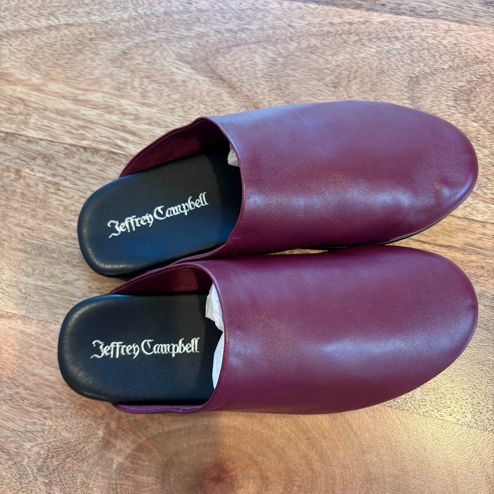 Jeffrey Campbell Deep Red Leather Slides